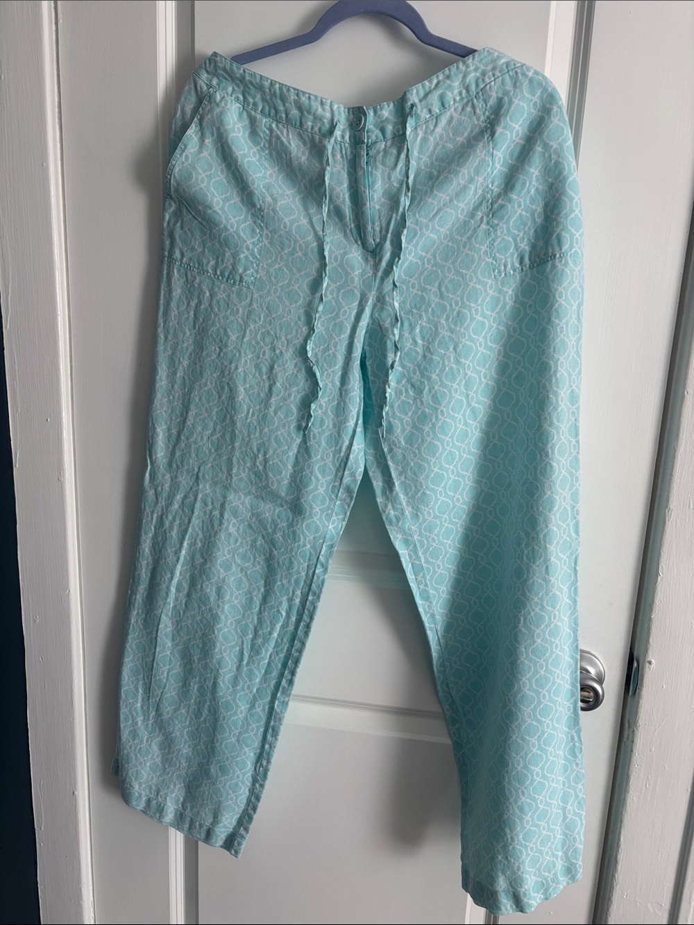 Charter Club Light Blue Patterned Wide-Leg Pants